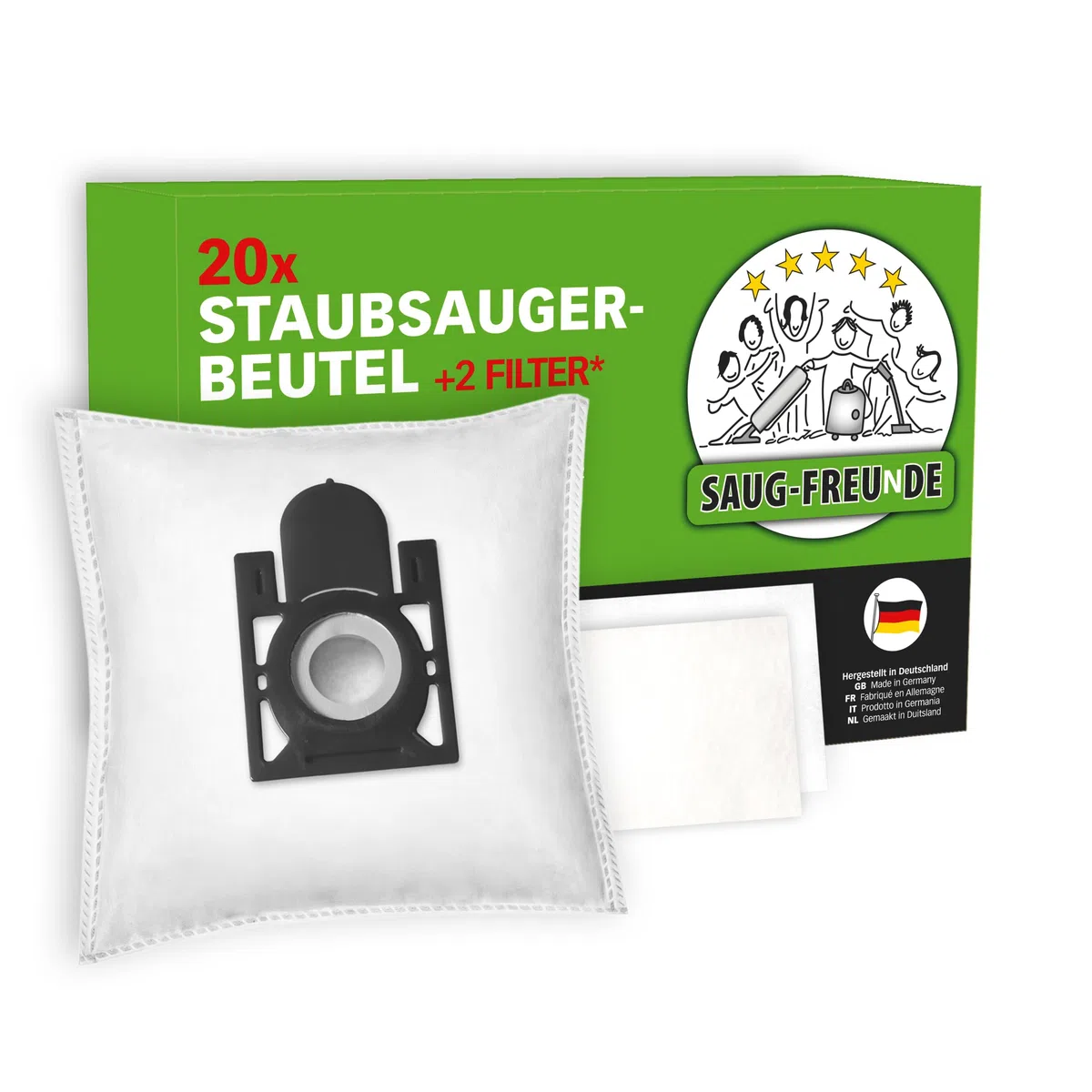 SAUG-FREUNDE | 20 Sacchetti per aspirapolvere simili con ALDI QUIGG EI 110, EI110, QU 110, QU 101, EO 101, EO101 e LIDL Aquapur, W5, EO 800, EO800