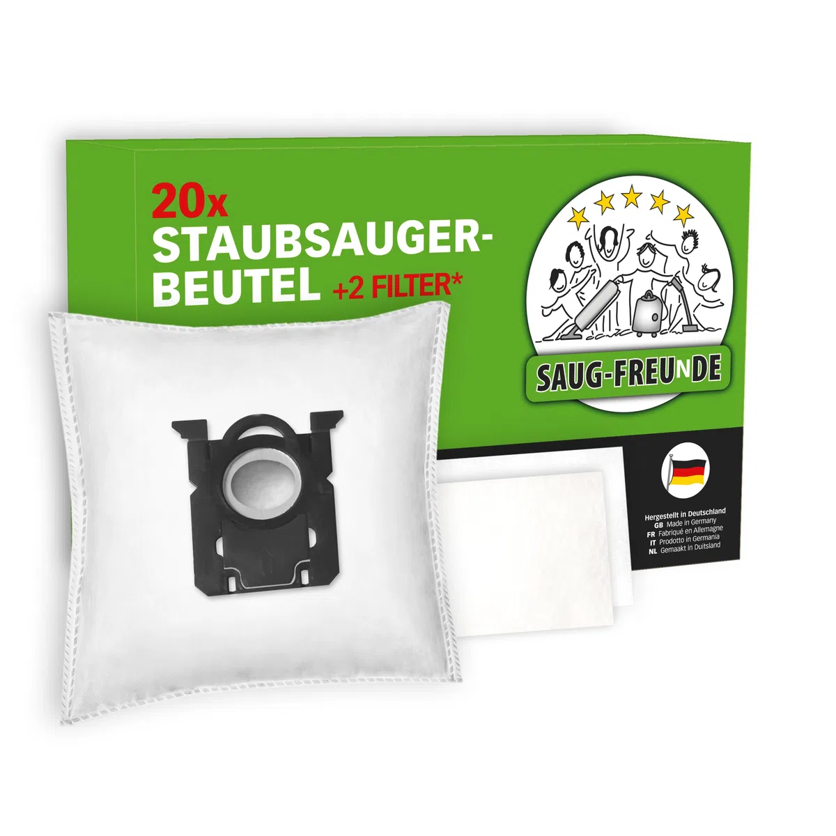SAUG-FREUnDE I 20 sacchetti per aspirapolvere AEG VX 4 series, VX4-1-CB-P, VX4-1-GM-T, VX4-1-WR-A, VX4-1-PM-P, VX4-1-IW-P, VX4-1-WR-P, VX4-1-EB, VX4-1-OR, compatibili con AEG S-BAG GR 201